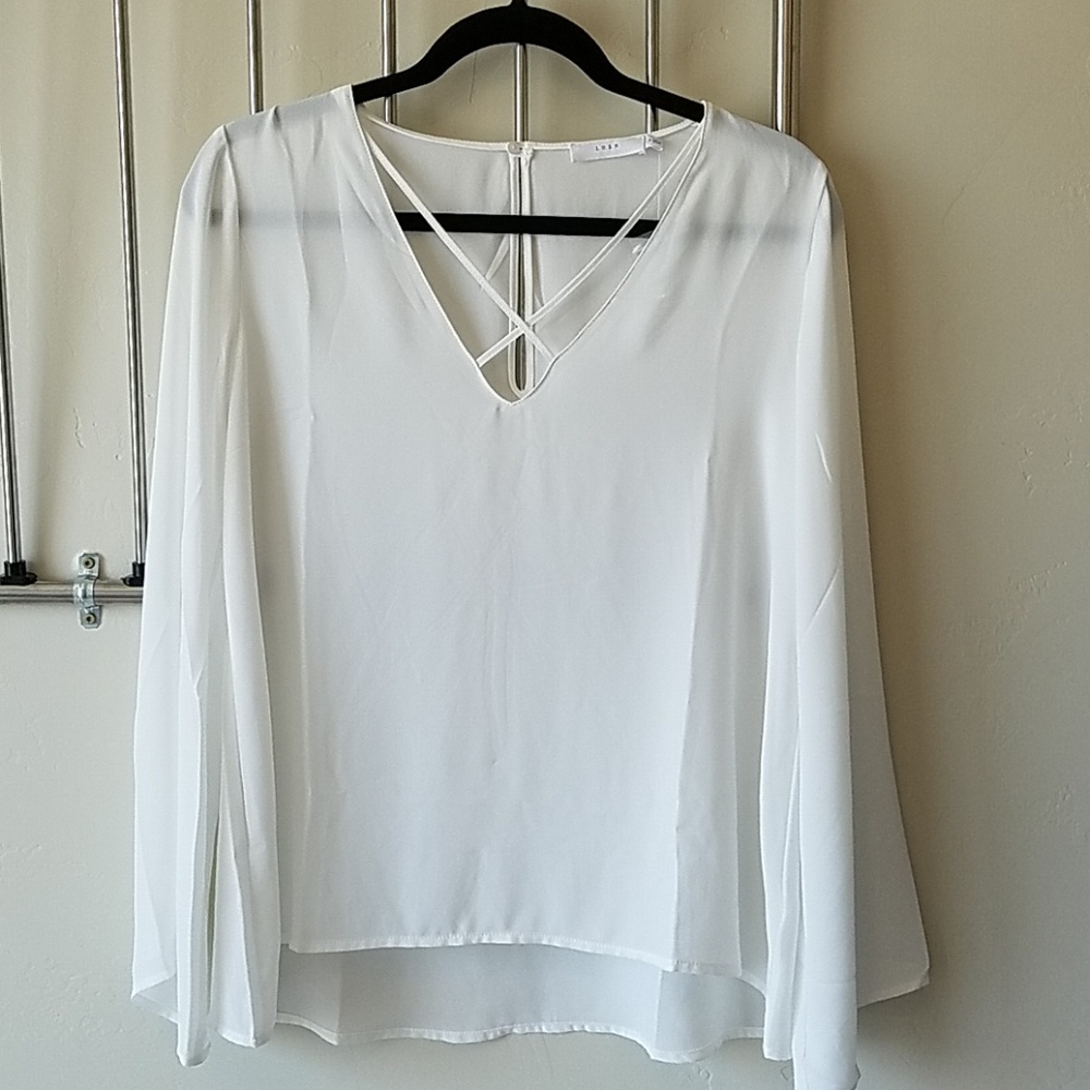Lush NWOT Cross Front Sheer Boho Blouse